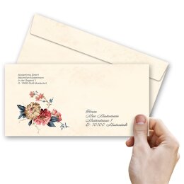 BLUMENPOST Briefumschläge Blumenmotiv CLASSIC 50 Briefumschläge (ohne Fenster), DIN LANG (220x110 mm), DLOF-8344-50