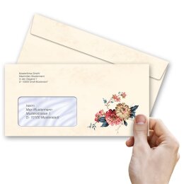 FLOWER MAIL Briefumschläge Flowers motif CLASSIC 50 envelopes (with window), DIN LONG (220x110 mm), DLMF-8344-50