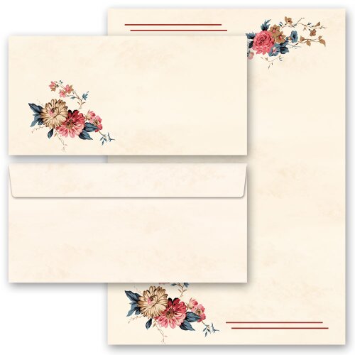 Motiv-Briefpapier-Sets Blumen & Blüten, BLUMENPOST Briefpapier Set, 20 tlg. - DIN A4 & DIN LANG im Set. | Online bestellen! | Paper-Media