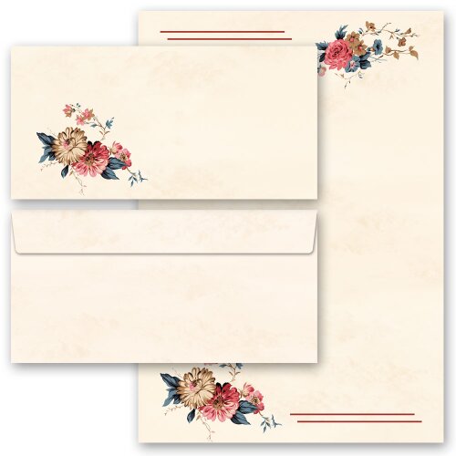 Set complet de 100 pièces COURRIER FLEUR Fleurs & Pétales, Motif de fleurs, Paper-Media