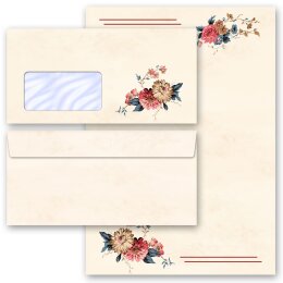 40-pc. Complete Motif Letter Paper-Set FLOWER MAIL...