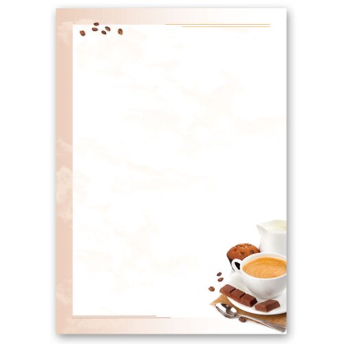100 fogli di carta da lettera decorati CAFFÈ CON LATTE DIN A4