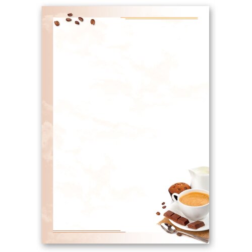 250 fogli di carta da lettera decorati CAFFÈ CON LATTE DIN A5 Cibo & Bevande, Compleanno, Paper-Media
