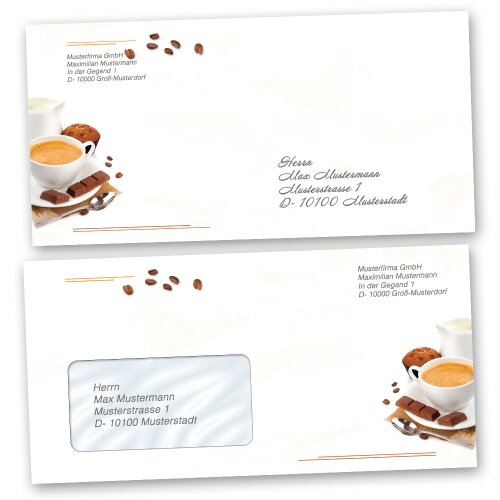 KAFFEE MIT MILCH Briefumschläge Einladung "CLASSIC" , DIN LANG (220x110 mm), BUC-8345