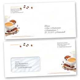 Enveloppes de motif Nourriture & Boissons, CAFÉ AVEC DU LAIT 10 enveloppes - DIN LANG (220x110 mm) | Auto-adhésif | Commander en ligne! | Paper-Media