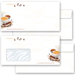 10 patterned envelopes COFFEE WITH MILK in standard DIN long format (windowless)
