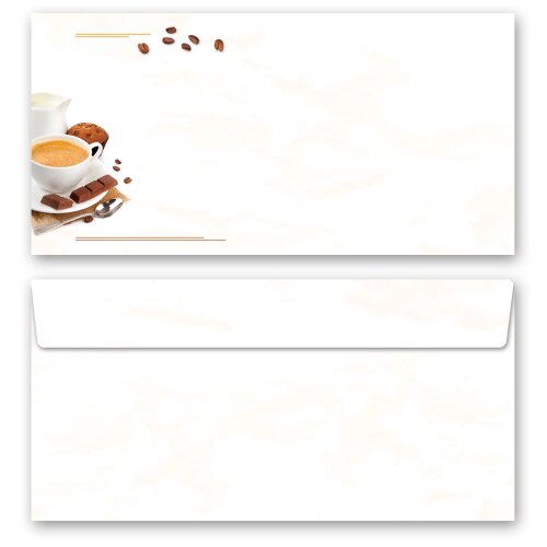 Motif envelopes Food & Drinks, COFFEE WITH MILK 50 envelopes - DIN LONG (220x110 mm) | Self-adhesive | Order online! | Paper-Media