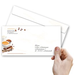 KAFFEE MIT MILCH Briefumschläge Einladung CLASSIC 50 Briefumschläge, 50 Briefumschläge (ohne Fenster), DIN LANG (220x110 mm), DLOF-8345-50