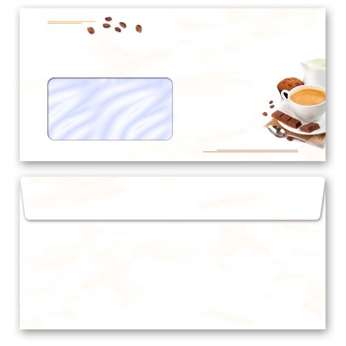 10 enveloppes à motifs au format DIN LONG - CAFÉ AVEC DU LAIT (avec fenêtre) Nourriture & Boissons, Invitation, Paper-Media