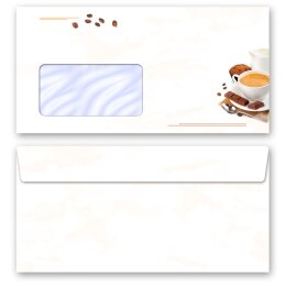 10 patterned envelopes COFFEE WITH MILK in standard DIN long format (with windows) Food & Drinks, Invitation, Paper-Media