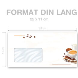 10 sobres estampados CAFÉ CON LECHE - Formato: DIN LANG (con ventana)