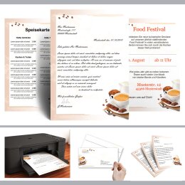 50 patterned envelopes COFFEE WITH MILK in standard DIN long format (with windows)