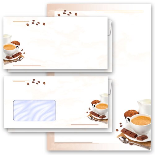 Motif-Stationery Sets Special Occasions, Food & Drinks, COFFEE WITH MILK  - DIN A4 & DIN LONG Set. | Invitation, Motifs from different categories - Order online! | Paper-Media
