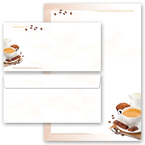 20-pc. Complete Motif Letter Paper-Set COFFEE WITH MILK