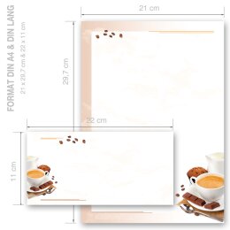 100-pc. Complete Motif Letter Paper-Set COFFEE WITH MILK