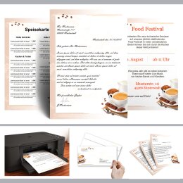 100-pc. Complete Motif Letter Paper-Set COFFEE WITH MILK