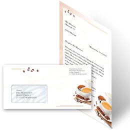 40-pc. Complete Motif Letter Paper-Set COFFEE WITH MILK