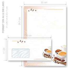 100-pc. Complete Motif Letter Paper-Set COFFEE WITH MILK