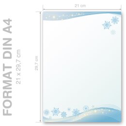 Briefpapier SCHNEEFLOCKEN - DIN A4 Format 100 Blatt