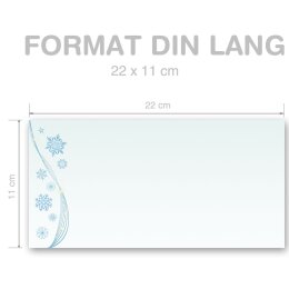 10 sobres estampados COPOS DE NIEVE - Formato: DIN LANG (sin ventana)
