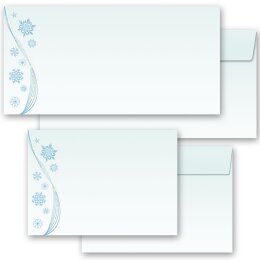 10 sobres estampados COPOS DE NIEVE - Formato: DIN LANG (sin ventana)