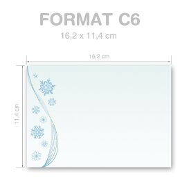 10 sobres estampados COPOS DE NIEVE - Formato: C6 (sin ventana)
