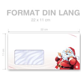 10 enveloppes à motifs au format DIN LONG - LETTRE AU PÈRE NOËL  (avec fenêtre)