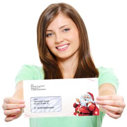 50 patterned envelopes LETTER TO SANTA CLAUS in standard DIN long format (with windows)