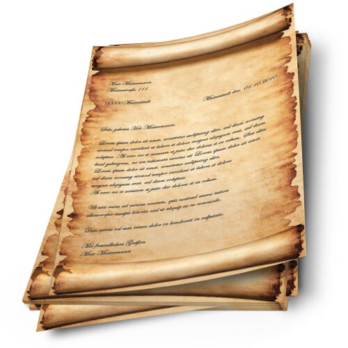 PARCHMENT 50 sheets DIN A4 Old Paper History Motif Letter Paper