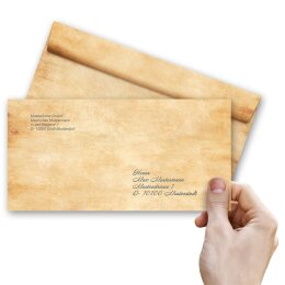PARCHEMIN Briefumschläge Vieux papier Style Ancien CLASSIC 10 enveloppes (sans fenêtre), DIN LANG (220x110 mm), DLOF-8348-10