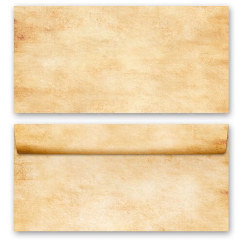 50 patterned envelopes PARCHMENT in standard DIN long format (windowless) Antique & History, Old Paper Old Style, Paper-Media