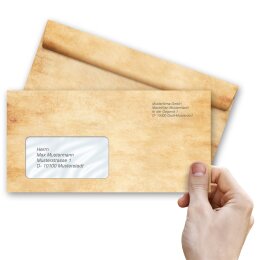 PARCHMENT Briefumschläge Old Paper Old Style CLASSIC 10 envelopes (with window), DIN LONG (220x110 mm), DLMF-8348-10