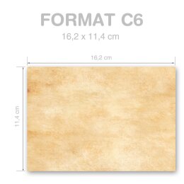 25 patterned envelopes PARCHMENT in C6 format (windowless)