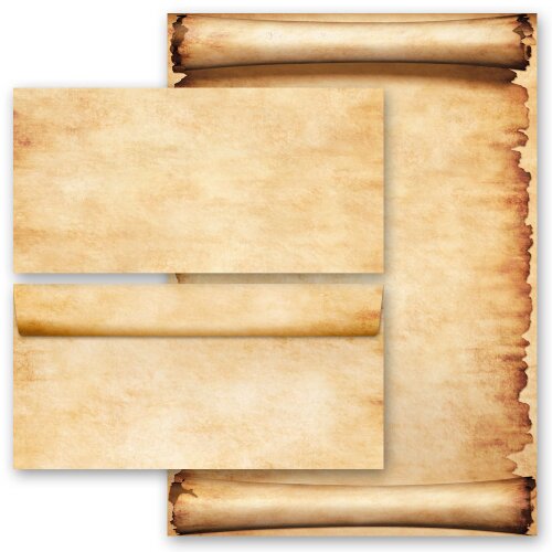 100-pc. Complete Motif Letter Paper-Set PARCHMENT Antique & History, Old Paper Old Style, Paper-Media