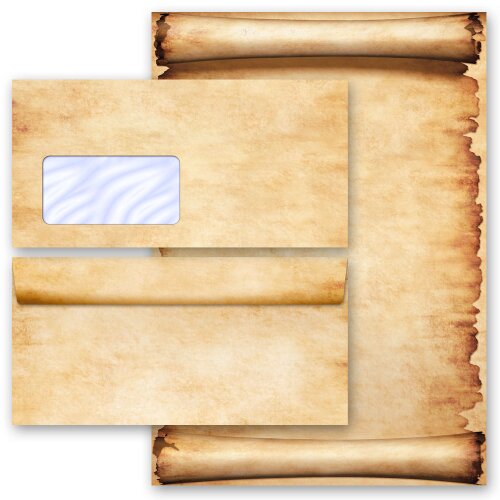 200-pc. Complete Motif Letter Paper-Set PARCHMENT Antique & History, Old Paper Old Style, Paper-Media