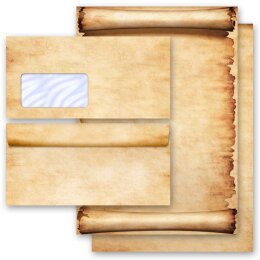 Motiv-Briefpapier Set PERGAMENT - 40-tlg. DL (mit Fenster) Antik & History, Einladung, Paper-Media