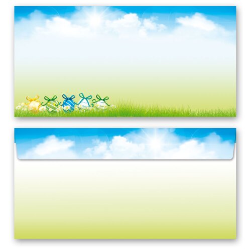 10 enveloppes à motifs au format DIN LONG - JARDIN DE PÂQUES (sans fenêtre) Pâques, Motif de Pâques, Paper-Media