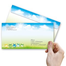 10 patterned envelopes EASTER GARDEN in standard DIN long format (windowless)