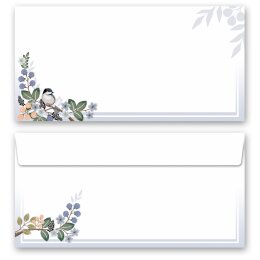10 patterned envelopes SPRING BRANCHES  in standard DIN long format (windowless) Animals, Seasons - Spring, Spring motif, Paper-Media