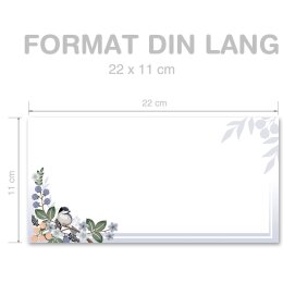 50 patterned envelopes SPRING BRANCHES  in standard DIN long format (windowless)