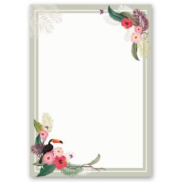 Motif Letter Paper! SUMMER BRANCHES 100 sheets DIN A4 Animals, Seasons - Summer, Summer motif, Paper-Media