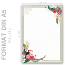 SUMMER BRANCHES Briefpapier Summer motif CLASSIC 250 sheets, DIN A5 (148x210 mm), A5C-141-250
