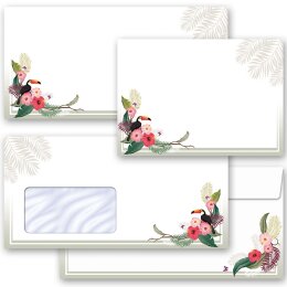 10 patterned envelopes SUMMER BRANCHES in standard DIN long format (windowless)