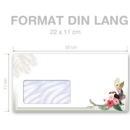 50 enveloppes à motifs au format DIN LONG - BRANCHES DÉTÉ (avec fenêtre)