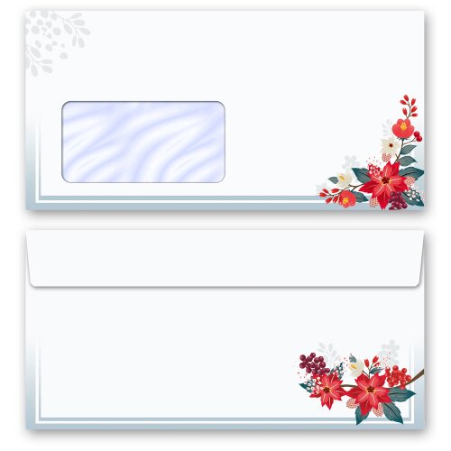 10 patterned envelopes AUTUMN BRANCHES in standard DIN long format (with windows)
