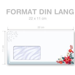 50 patterned envelopes AUTUMN BRANCHES in standard DIN long format (with windows)