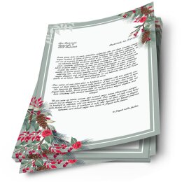 100 fogli di carta da lettera decorati RAMI DI INVERNO DIN A4