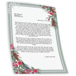 50 fogli di carta da lettera decorati RAMI DI INVERNO DIN A5
