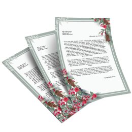 50 fogli di carta da lettera decorati RAMI DI INVERNO DIN A5