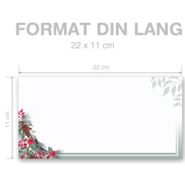 10 buste da lettera decorate RAMI DI INVERNO - DIN LANG (senza finestra)